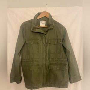 Madewell women's Olive Green Jacket with draw waistline.Size S but easily fits M
